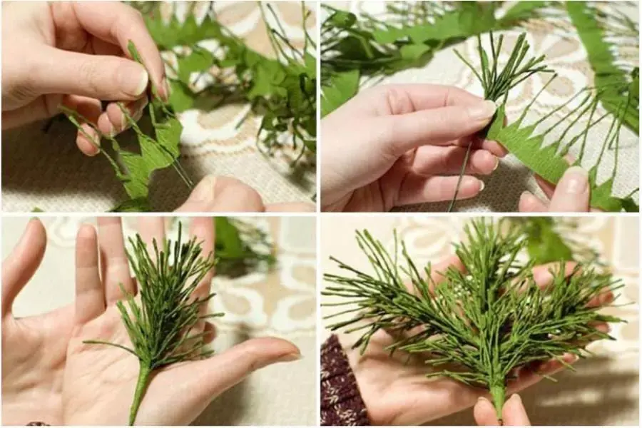 Quấn lá vào dây kẽm nhỏ.