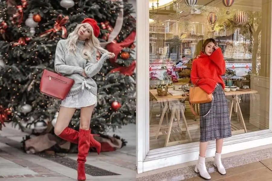 Áo len mix cùng chân váy không bao giờ lỗi mốt.