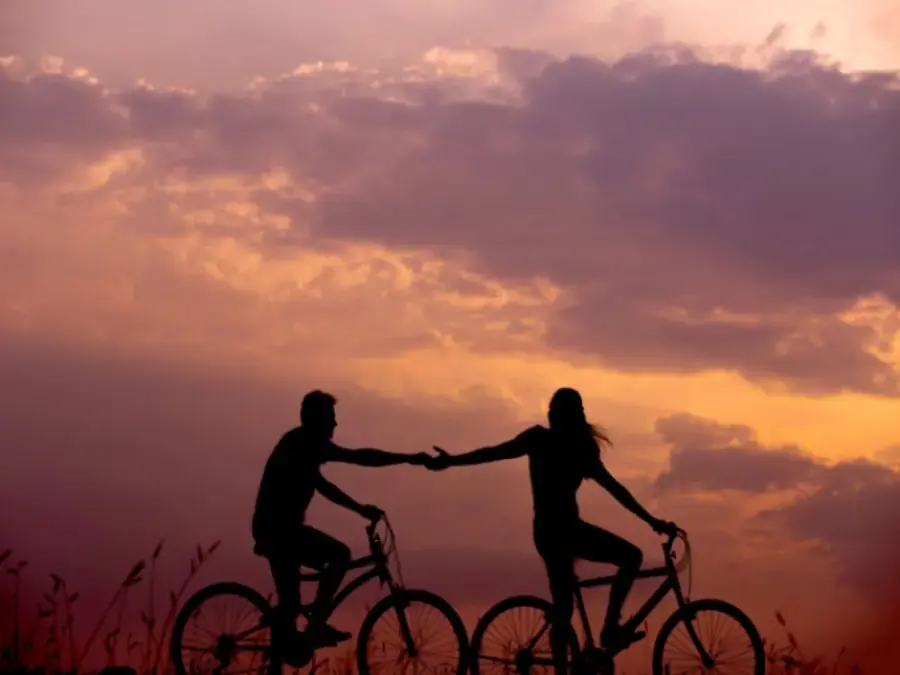 Go cycling in the sunset together