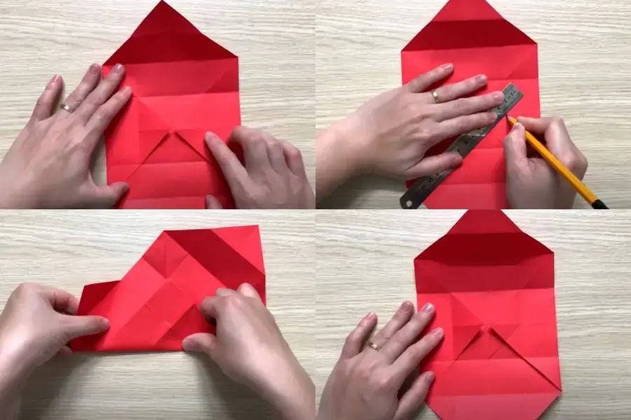 Dùng thước và bút, kẻ 1 đường song song với đường chéo X.