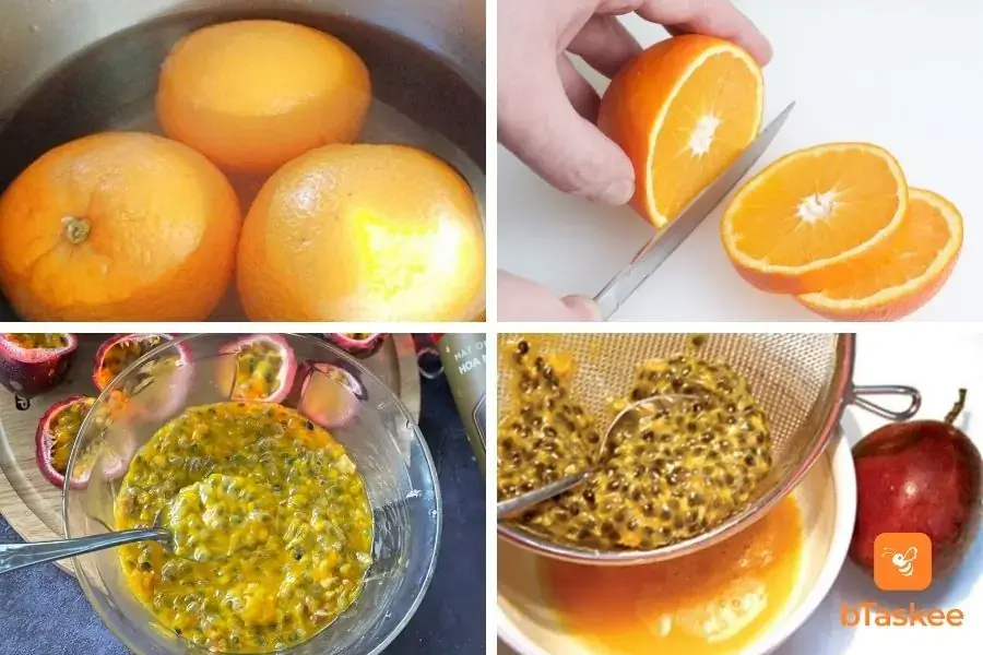 Sơ chế nguyên liệu làm mứt cam dẻo.