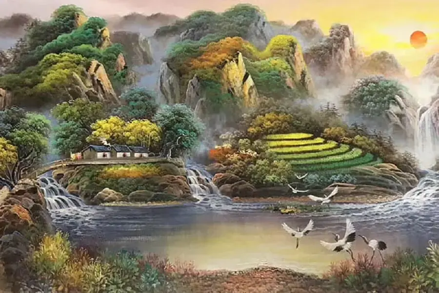 Cách bố trí đồ đạc trong nhà theo phong thủy là treo tranh có liên quan đến phong thủy. (Nguồn: vuongquocden.vn)
