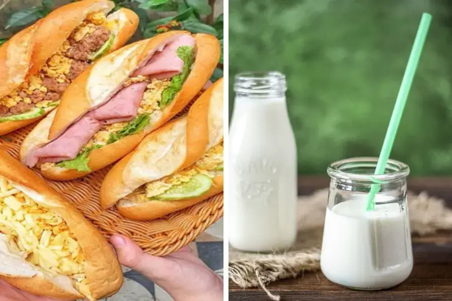 Bữa sáng với bánh mì pate trứng, sữa tươi đủ chất