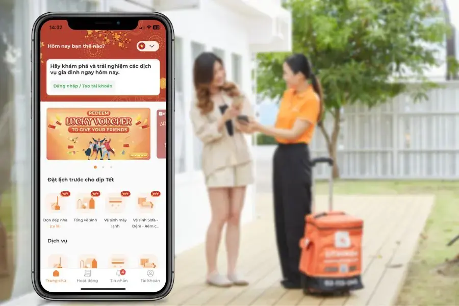Giao diện app bTaskee dễ sử dụng