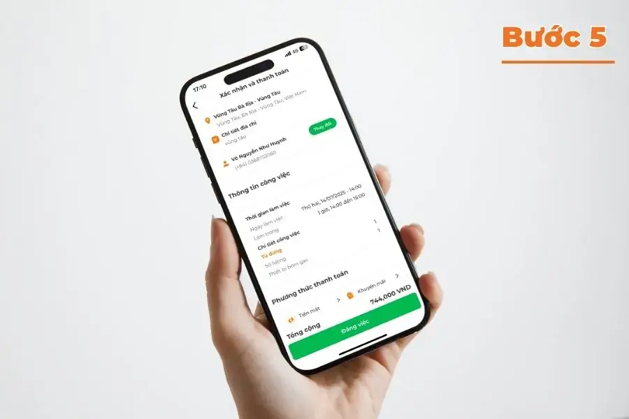 Chọn phương thức thanh toán và đăng việc.