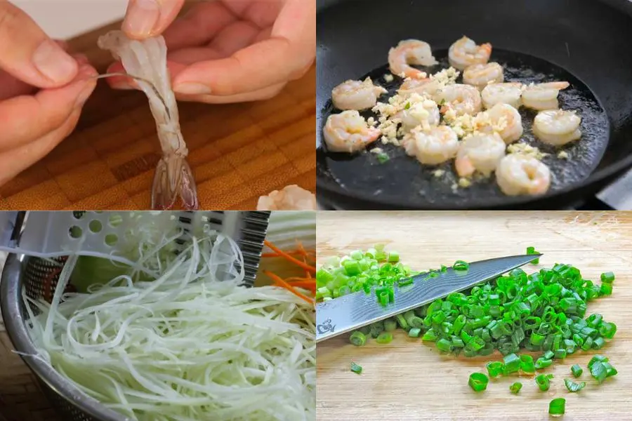 Quá trình sơ chế nguyên liệu đơn giản.