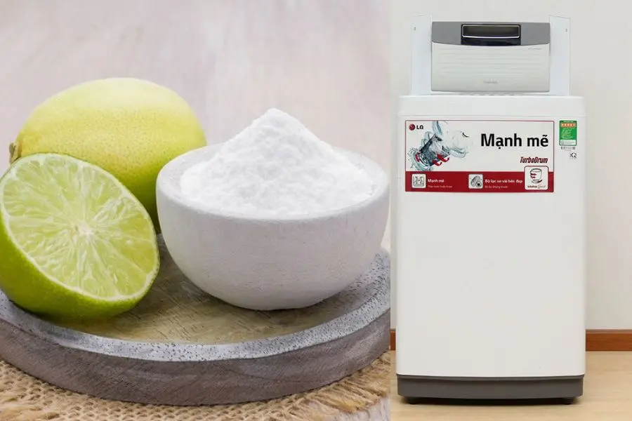 Dùng baking soda và chanh để vệ sinh lồng giặt máy giặt cửa trên.