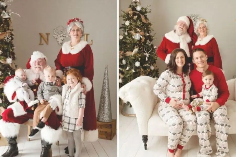Chụp ảnh cùng ông già Noel và bà già Noel.