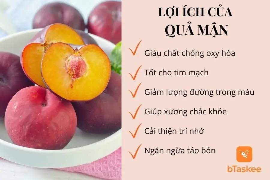 Lợi ích của quả mận đối với sức khỏe