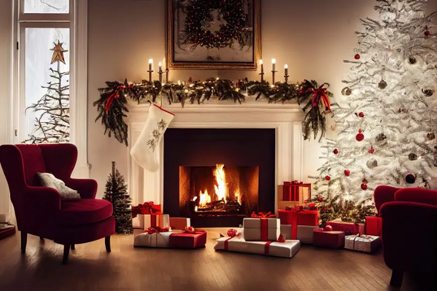 Mẫu lò sưởi Noel đẹp số 2.