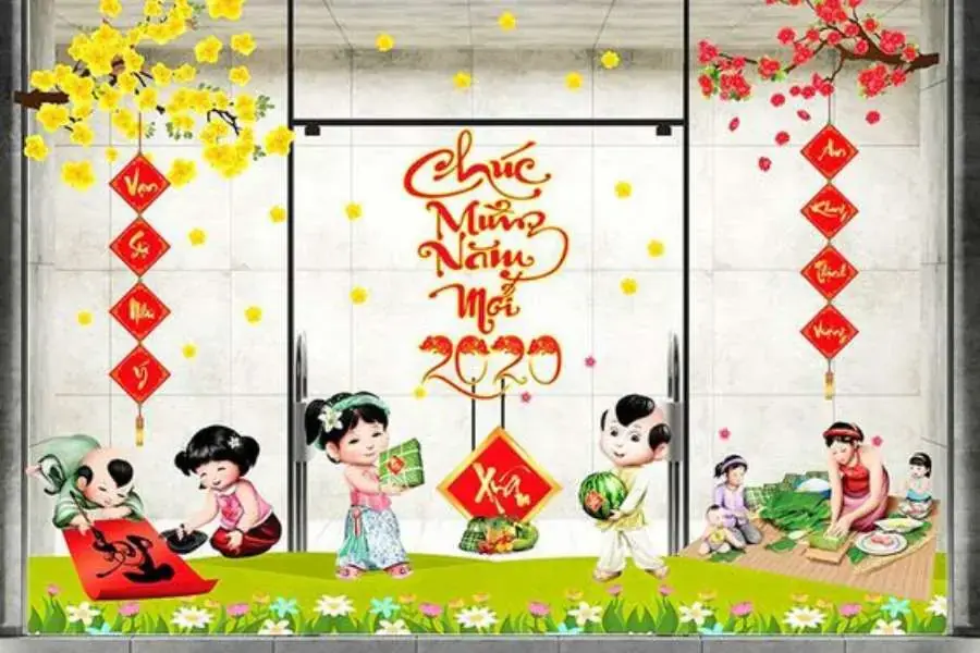 Ý tưởng trang trí cửa lớp học theo mùa xuân 