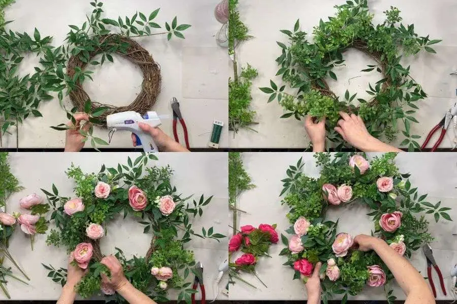 Hãy đan xen hoa và lá với nhau để tổng thể đẹp mắt, có tính tương đối.