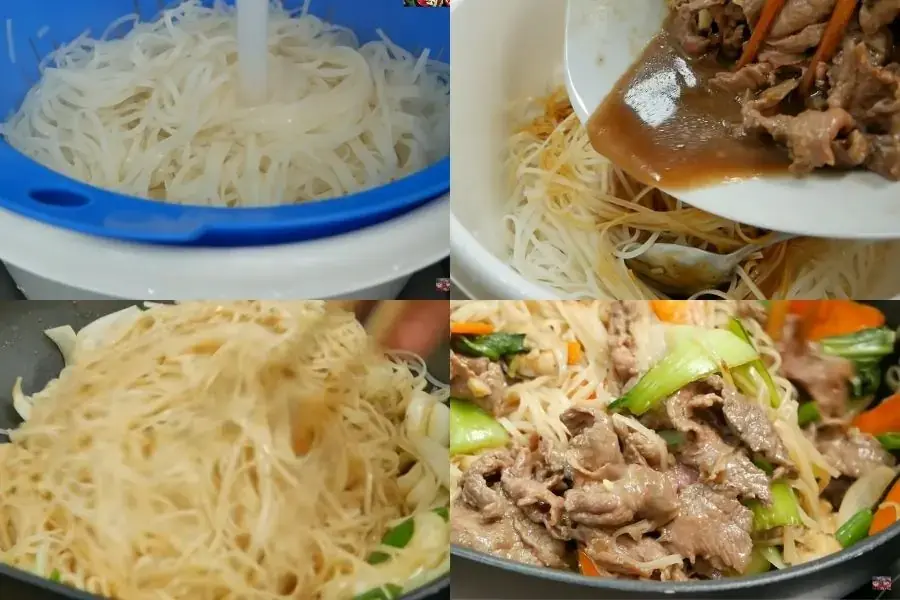 Công đoạn cách xào hủ tiếu với các nguyên liệu