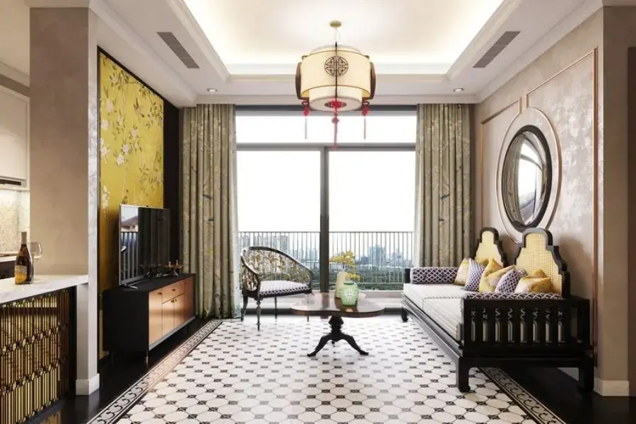 Trang trí họa tiết ở sàn nhà, tường, bình phong,.. được nhiều người lựa chọn