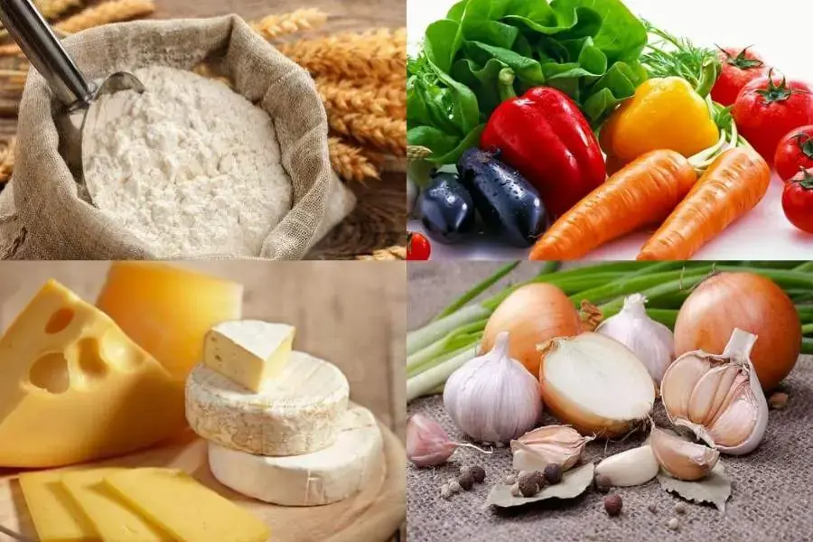Một số nguyên liệu làm món pizza chay