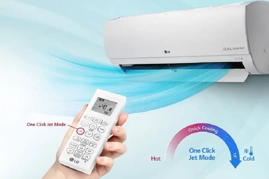 Nhấn nút JET MODE trên máy lạnh để máy làm lạnh nhanh hơn (Hình ảnh: Malina)