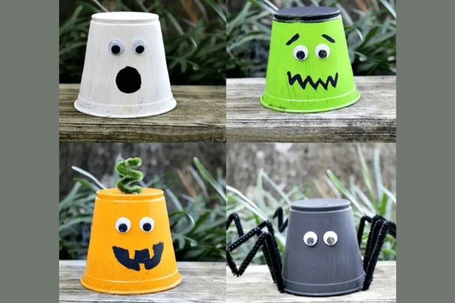 Ý tưởng trang trí văn phòng Halloween bằng ly cốc.