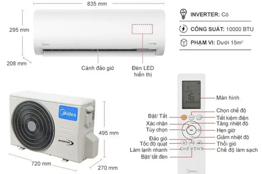 Máy lạnh Midea sở hữu nhiều công năng đa dạng và hữu ích