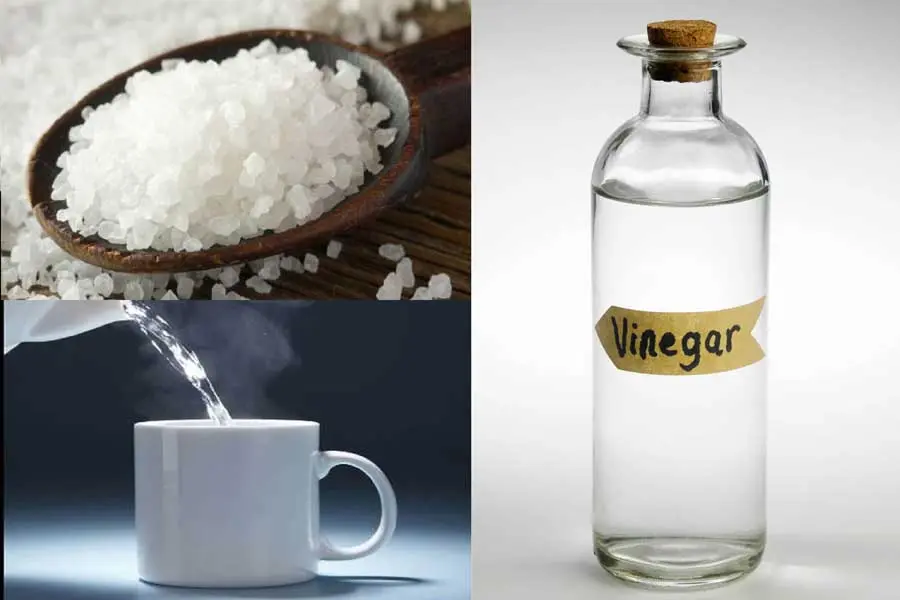 muối giấm và nước nóng