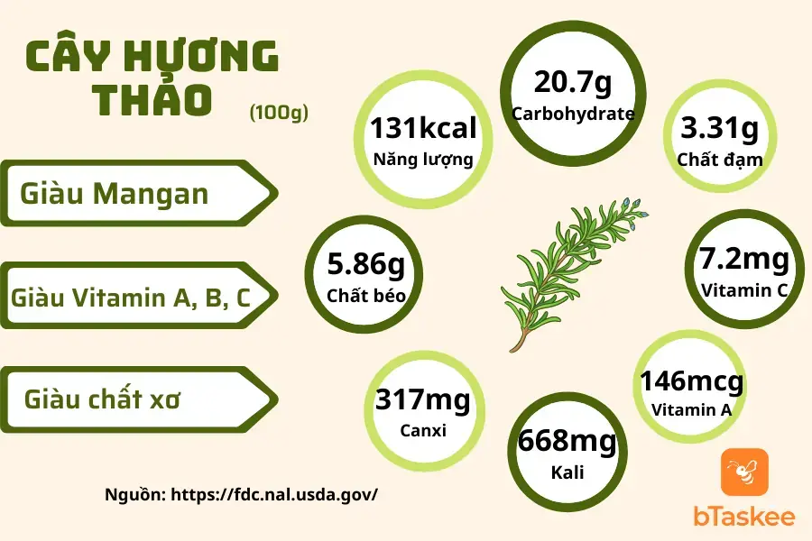 Thành phần dinh dưỡng cây hương thảo