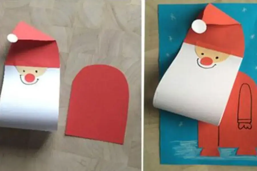Ông già Noel làm từ giấy có bộ râu 3D cực nổi.