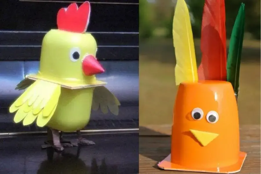Hướng dẫnlàm đồ chơi từ hộp sữa chualà những chú gà ngộ nghĩnh