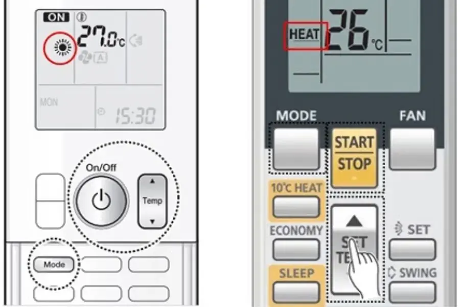 Chế độ HEAT là chế độ sưởi ấm trên máy lạnh là một chế độ hoạt động chỉ có trên điều hòa 2 chiều.