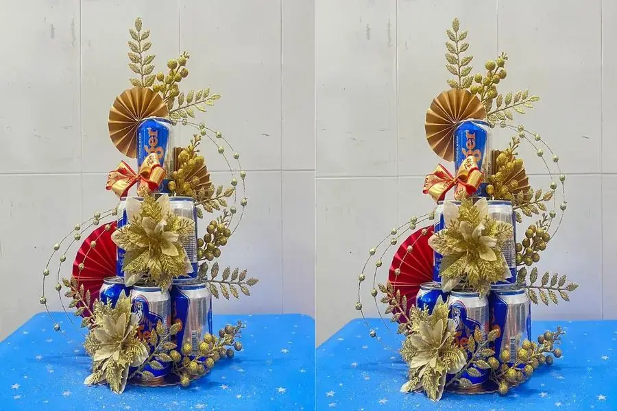 Tạo tầng 1 cho tháp bia Tết.