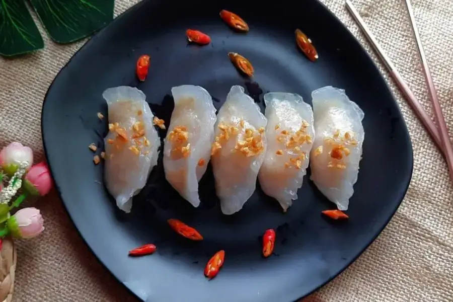Thành phẩm bánh bột lọc nhân thịt.