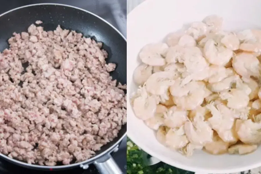 Nhân tôm và thịt của bánh xèo