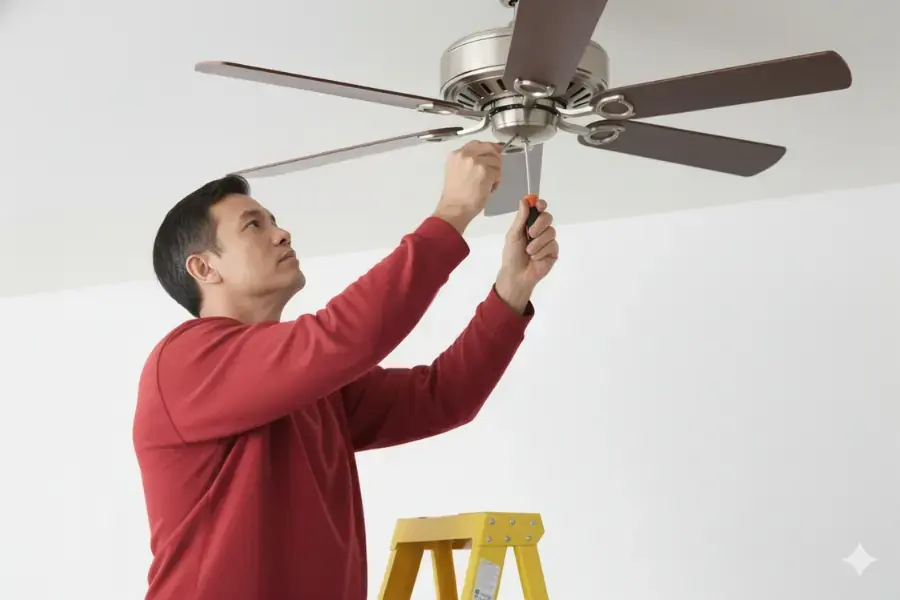 Kiểm tra ốc vít của quạt trần.