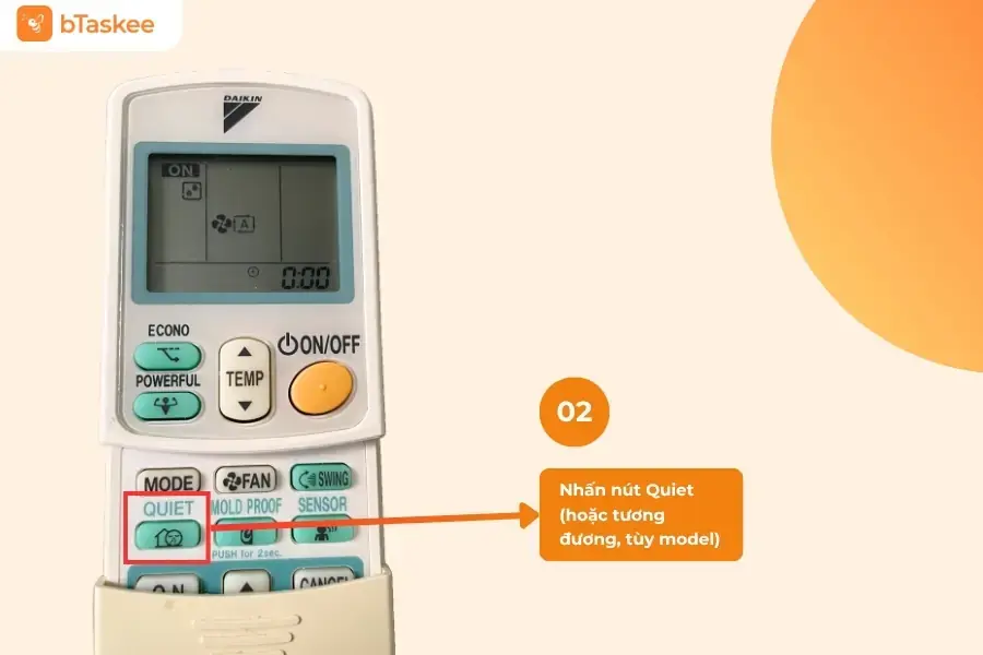 Chọn nút Quiet để bật chế độ Yên tĩnh. 