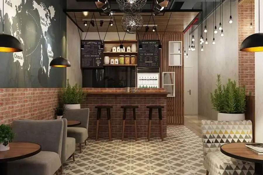 Đèn treo là loại đèn phổ biến nhất cho phong cách quán cafe nguyên chất