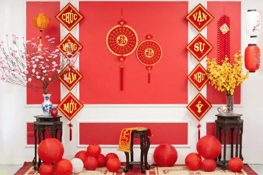 Trang trí tiểu cảnh ngày Tết đơn giản, bắt mắt