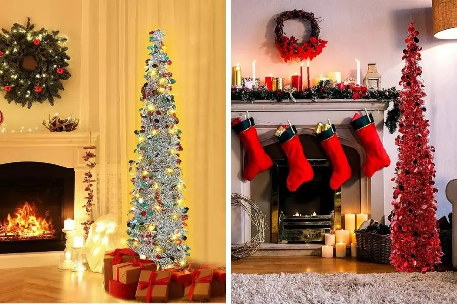 Cây thông Noel kim tuyến lung linh.