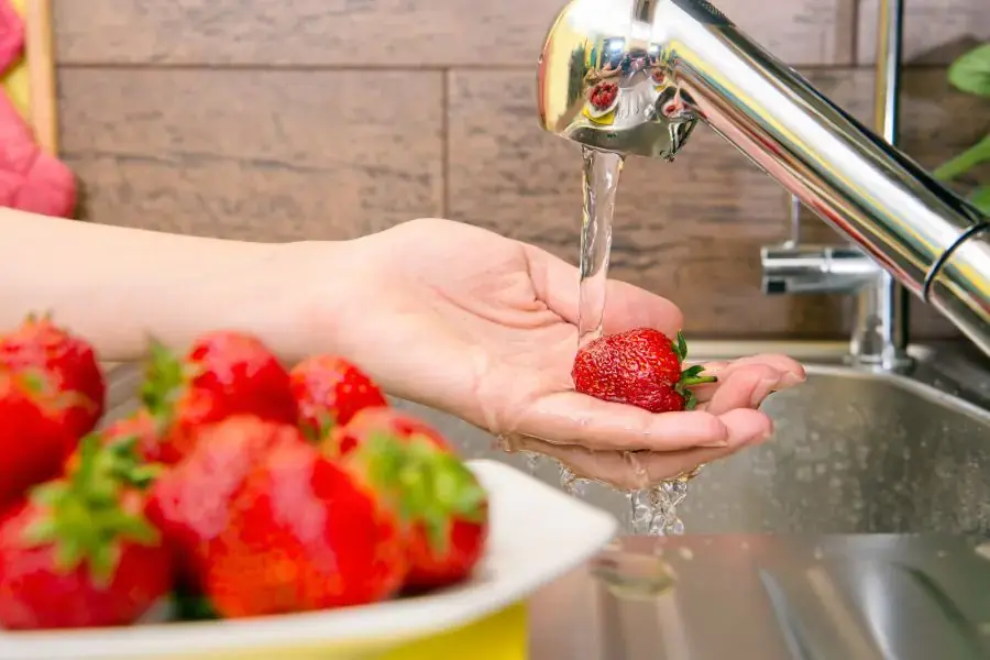 Sau khi rửa dâu tây nên ăn ngay.