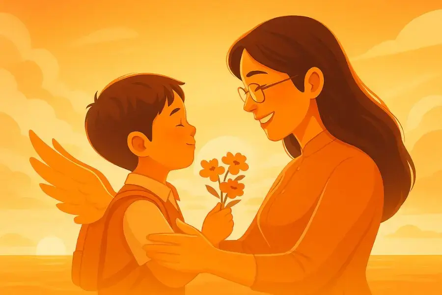 Lời cô dạy như dòng suối mát/ Tưới xanh tâm hồn bé bỏng em.
