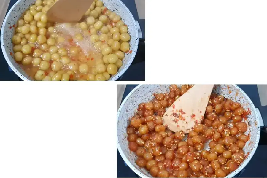 Sên mứt chùm ruột với lửa vừa.