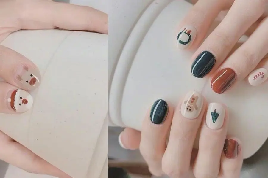 Mẫu nail Giáng Sinh dễ thương mà nàng nào cũng thích.