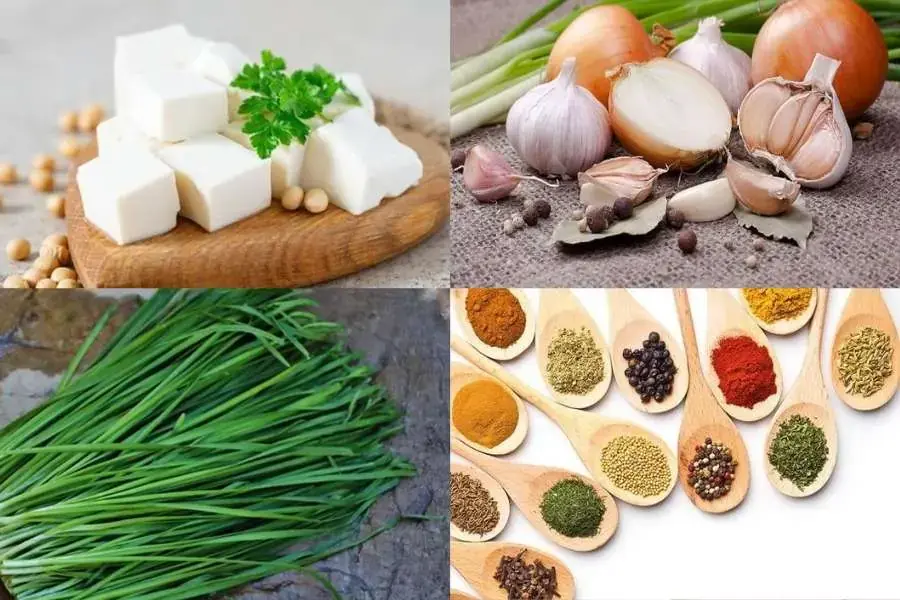Một số nguyên liệu làm món canh đậu hũ nấu hẹ