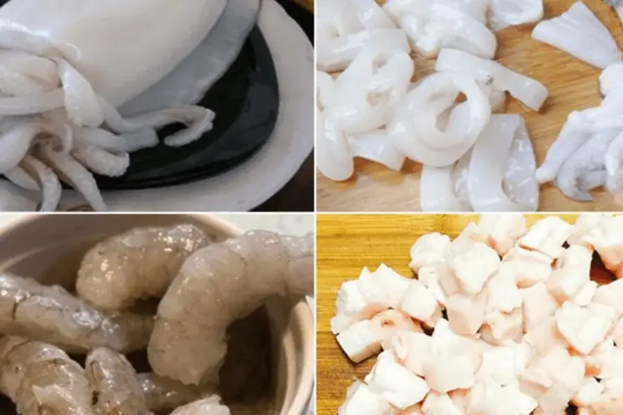 Chuẩn bị nguyên liệu để làm chả mực