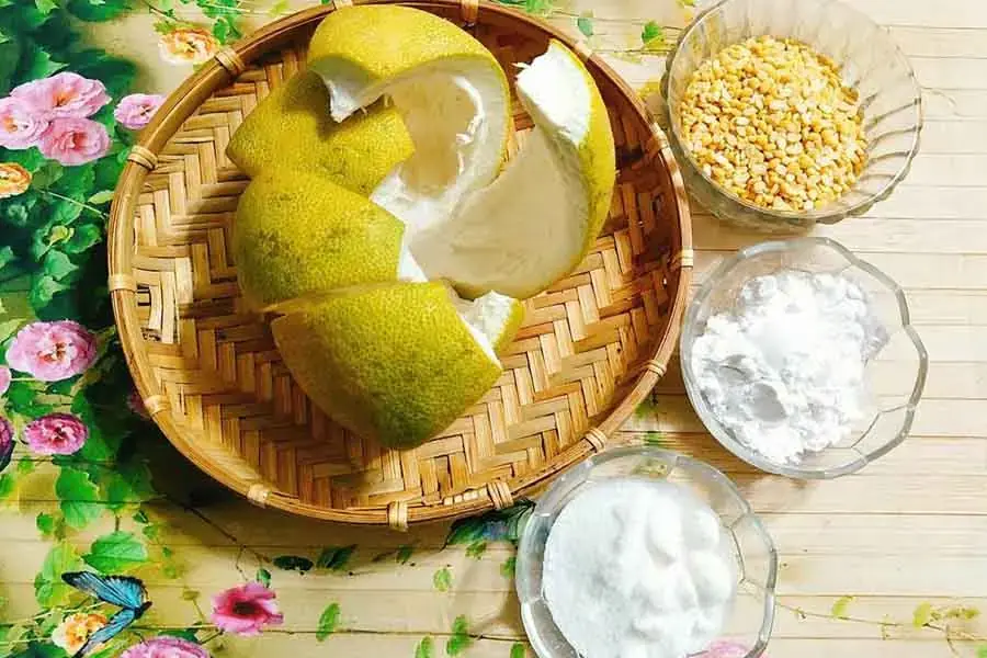 Nguyên liệu nấu chè bưởi ( Nguồn: cachnauche.com )