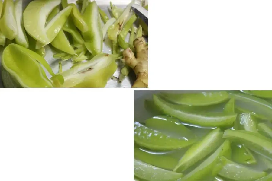 Ngâm khế với nước vôi trong.