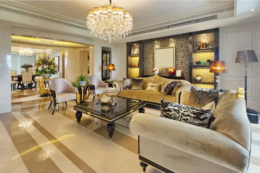 Mỗi chi tiết trong phòng khách luxury đều được chuẩn chỉnh 