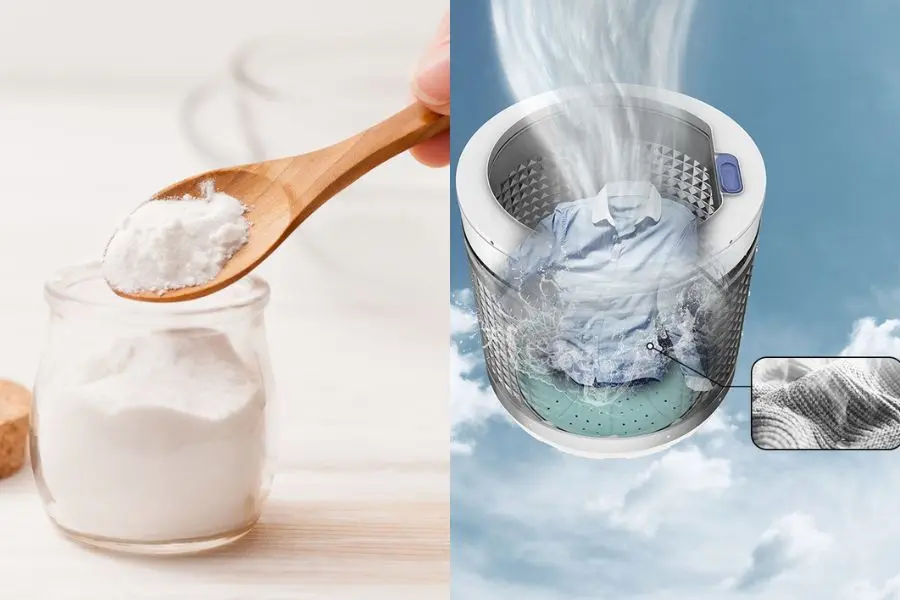 Dùng giấm trắng và baking soda để vệ sinh lồng giặt.