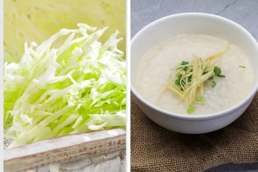 Rau bắp cải nấu cháo cho bé ăn dặm giúp phát triển xương ở trẻ nhỏ.