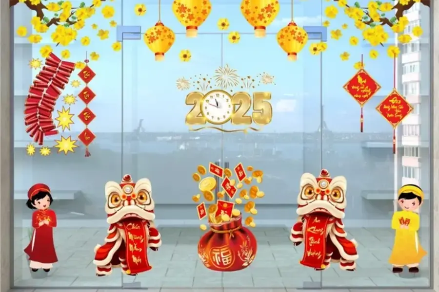 Hình ảnh lân rồng đậm không khí Tết.