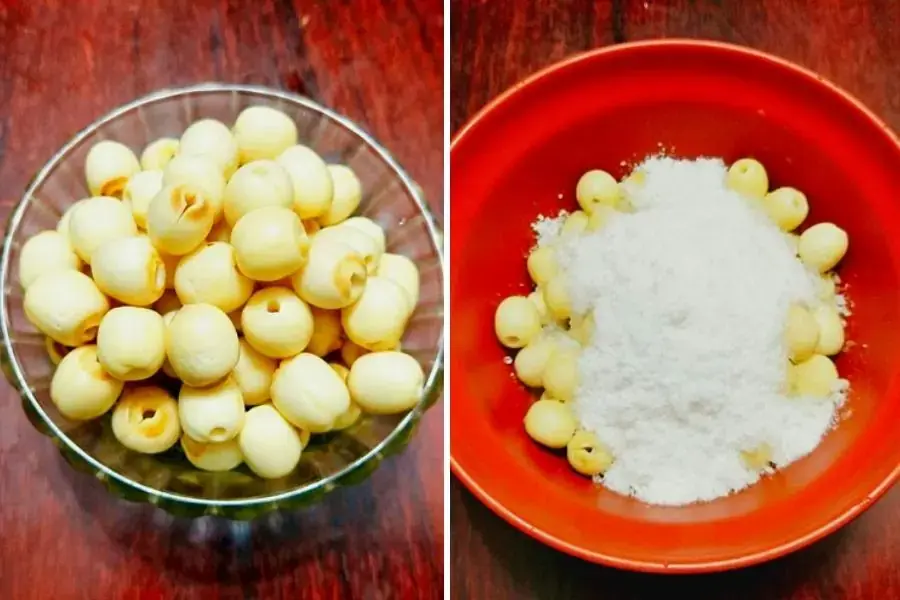 Hạt sen ướp với đường.
