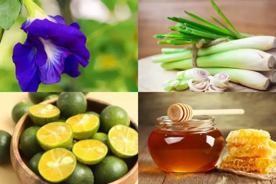 Ly trà đậu biếc thơm mùi sả, tắc và mật ong