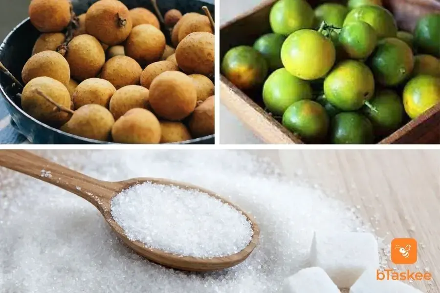 Nguyên liệu làm món mứt nhãn.